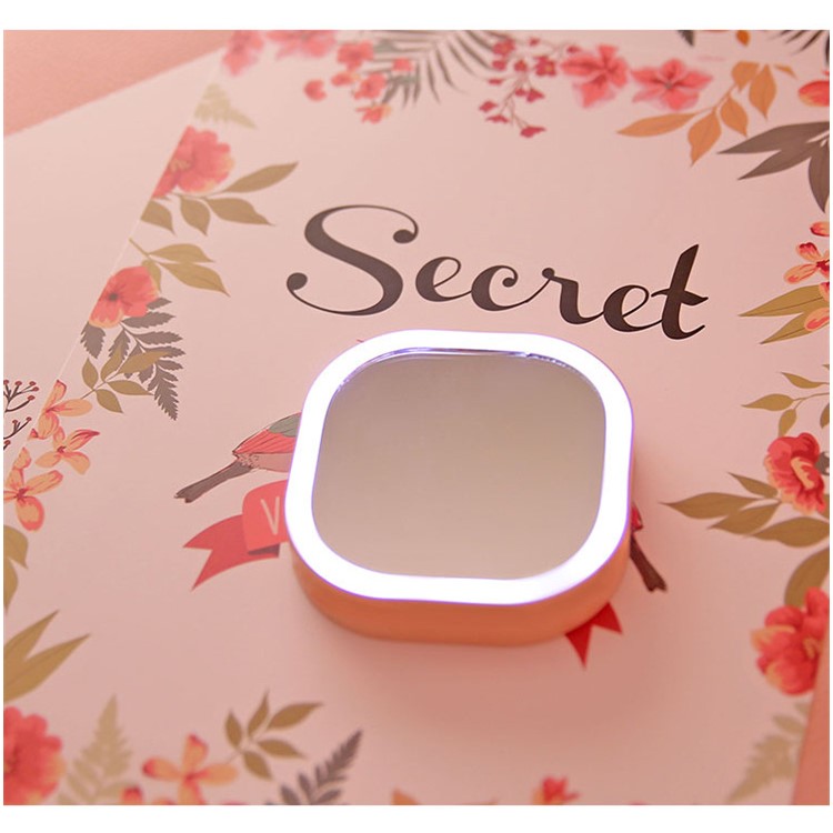 3500mAh External Power Bank Battery Charger with LED Light and Mirror - Pink-9