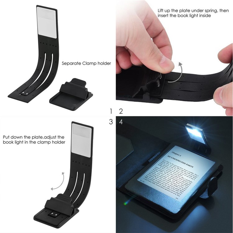 2-Brightness-Level Flexible Kindle Light E-Reader LED Reading Lamp Light USB Rechargeable-7