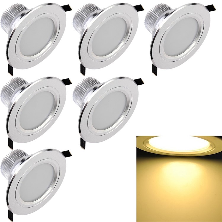 6 Pcs YK4412 7.5W Warm White Ceiling Light Lamp - Silver / Warm White-1