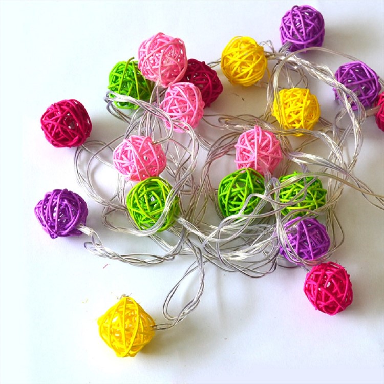 4M 20-LED RGB LED Rattan Ball String Light Lamp Christmas String Light for Decoration - US Plug-2