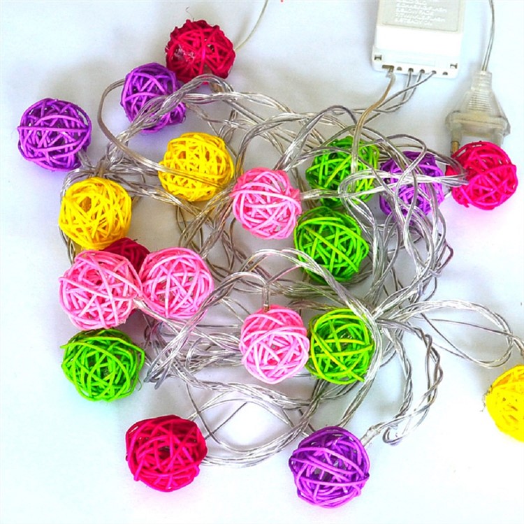 4M 20-LED RGB LED Rattan Ball String Light Lamp Christmas String Light for Decoration - US Plug-3