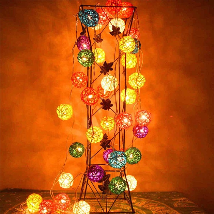 4M 20-LED RGB LED Rattan Ball String Light Lamp Christmas String Light for Decoration - US Plug-5