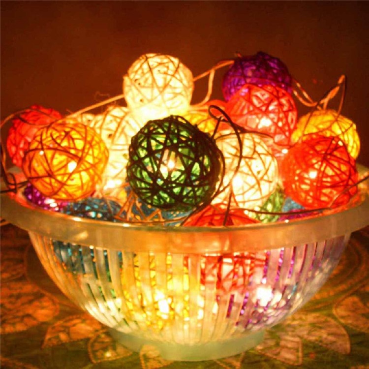 4M 20-LED RGB LED Rattan Ball String Light Lamp Christmas String Light for Decoration - US Plug-6