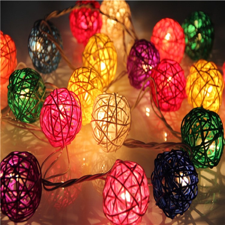 4M 20-LED RGB LED Rattan Ball String Light Lamp Christmas String Light for Decoration - US Plug-9