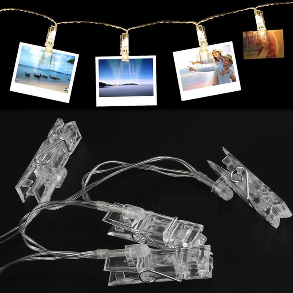 Control Remoto 5 Metros 40 LED 8 Modos De Relámpago Photo Clip LED String Lights - Blanco Cálido-15