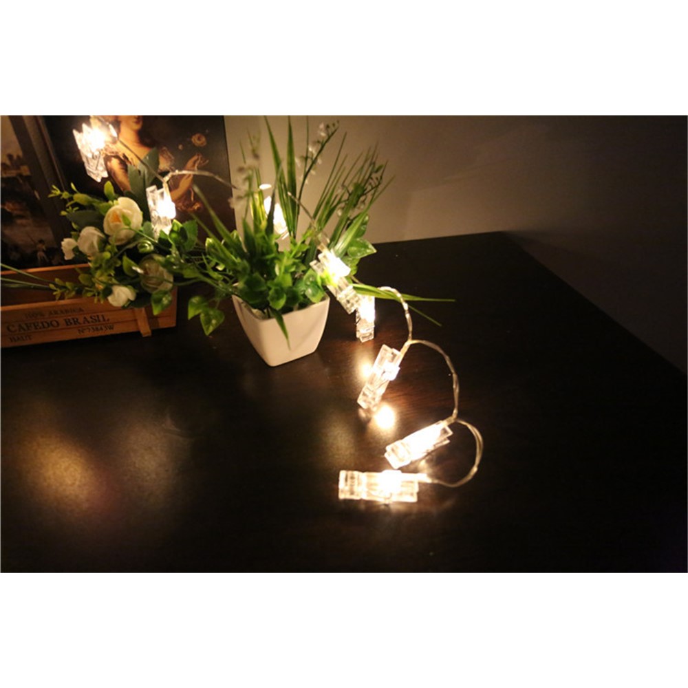 Control Remoto 5 Metros 40 LED 8 Modos De Relámpago Photo Clip LED String Lights - Blanco Cálido-6