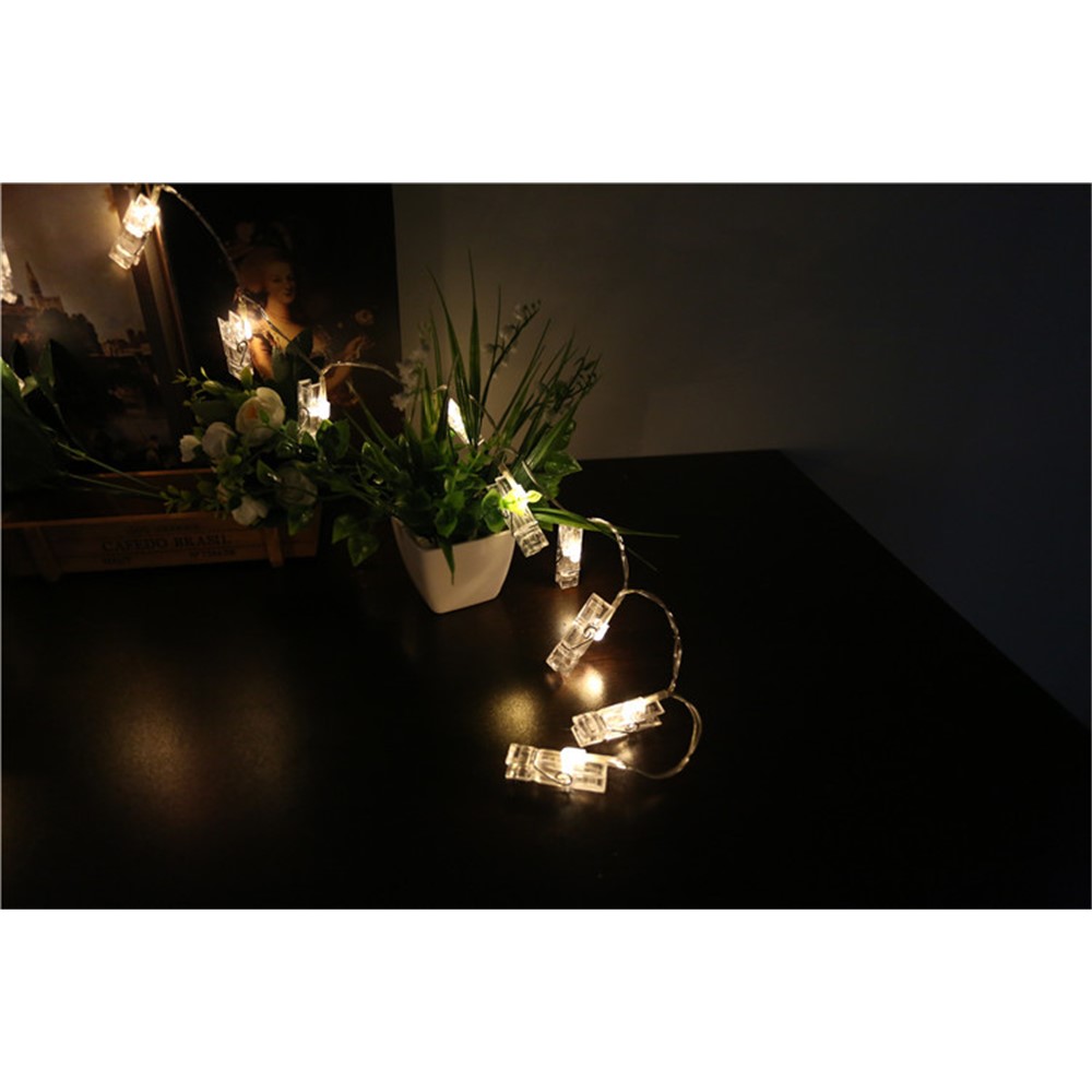 Control Remoto 5 Metros 40 LED 8 Modos De Relámpago Photo Clip LED String Lights - Blanco Cálido-8