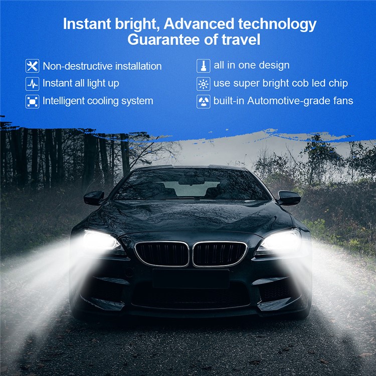 One Pair 9006 N7 80W 8000LM 6000K Cool White LED Car Headlight-7