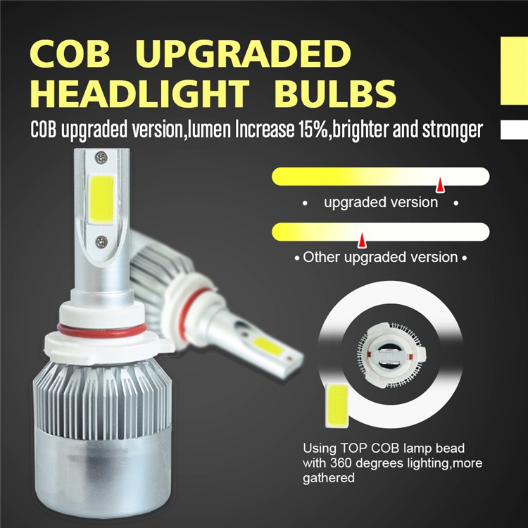 One Pair 9005/H10/HB3 C9 72W 7200LM 6000K Cool White LED Car Headlight-1