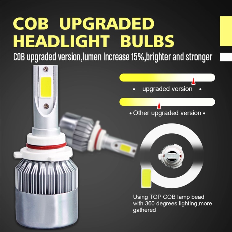 One Pair 9006/HB4 C9 72W 7200LM 6000K Cool White LED Car Headlight-1