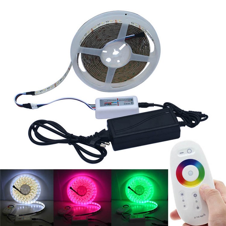 JIAWEN 5M 300 x 5050 SMD RGBW LED Flexible Strip Light with 2.4G RF Remote Controller - EU Plug-1