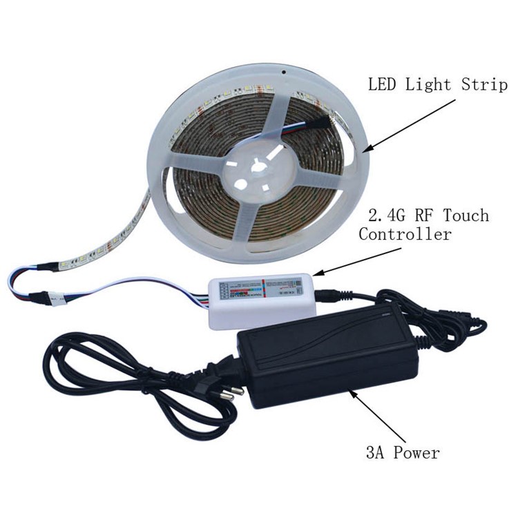JIAWEN 5M 300 x 5050 SMD RGBW LED Flexible Strip Light with 2.4G RF Remote Controller - EU Plug-2