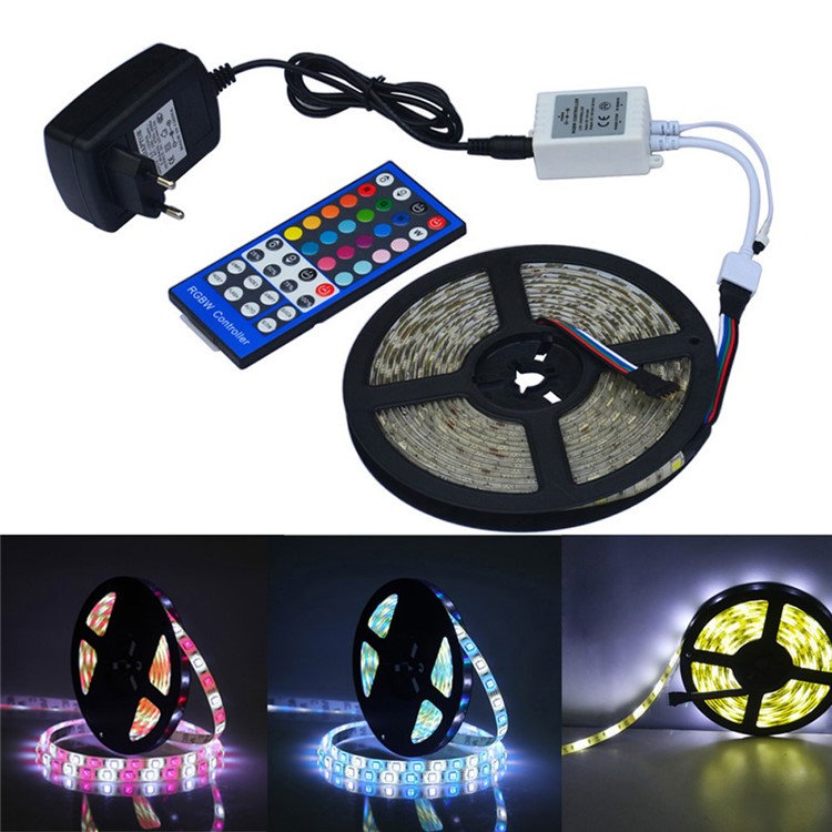 JIAWEN 5M 300 x 5050 SMD RGBW Waterproof LED Flexible Strip Lights with 44 Keys Remote Controller-1