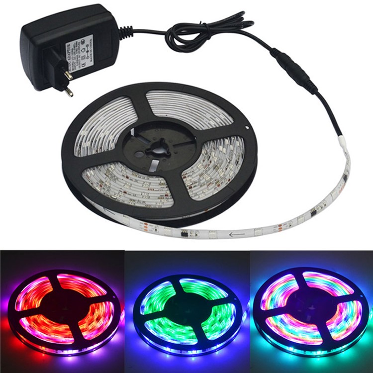 JIAWEN 5M 150 x 5050 SMD Waterproof Full Color LED Strip Lights - EU Plug-1