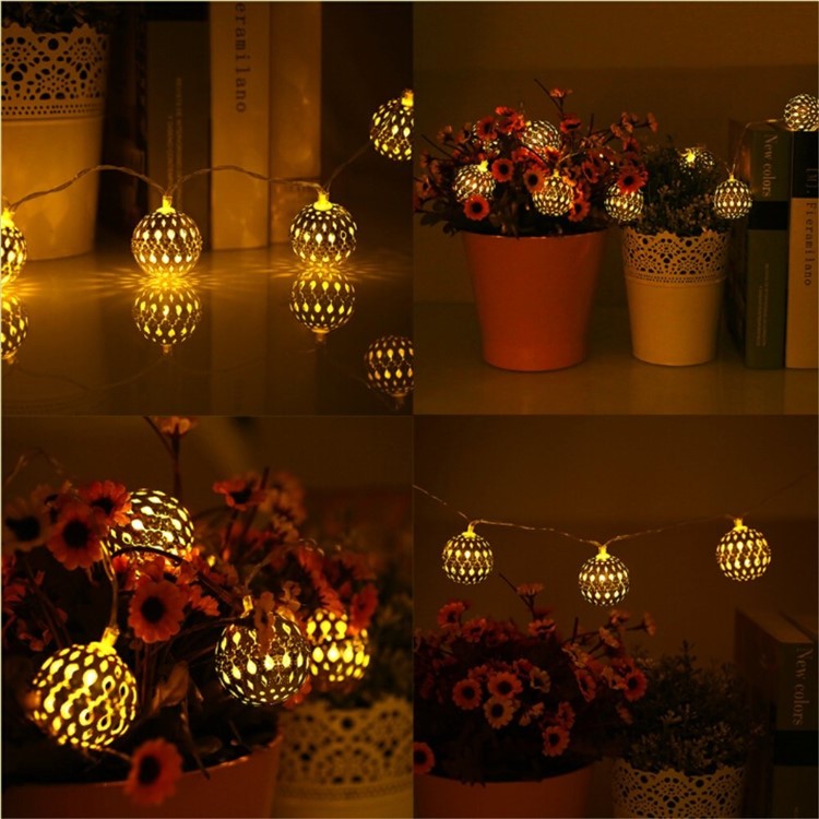 20 USB Operated Moroccan Globe LED String Lights - Warm Light-10