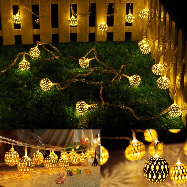 20 USB Operated Moroccan Globe LED String Lights - Warm Light-11