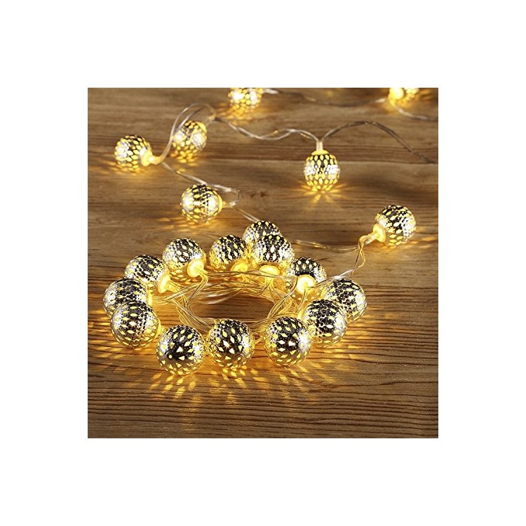 20 USB Operated Moroccan Globe LED String Lights - Warm Light-2