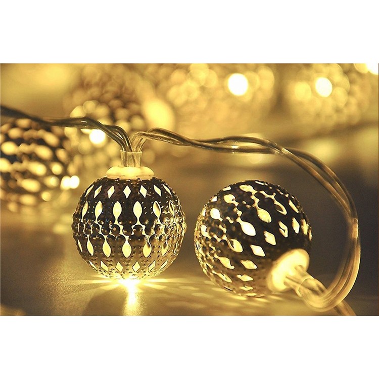 20 USB Operated Moroccan Globe LED String Lights - Warm Light-3