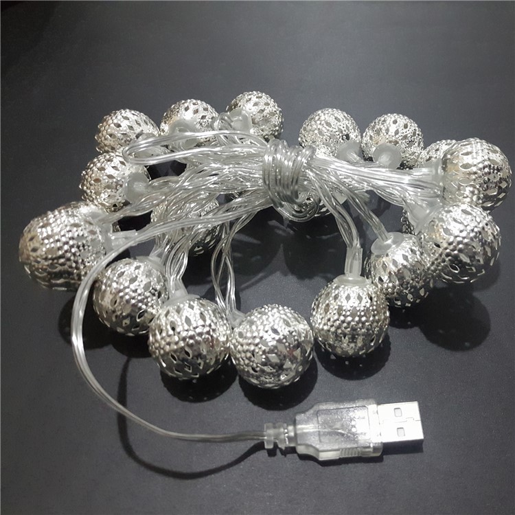 20 USB Operated Moroccan Globe LED String Lights - Warm Light-5