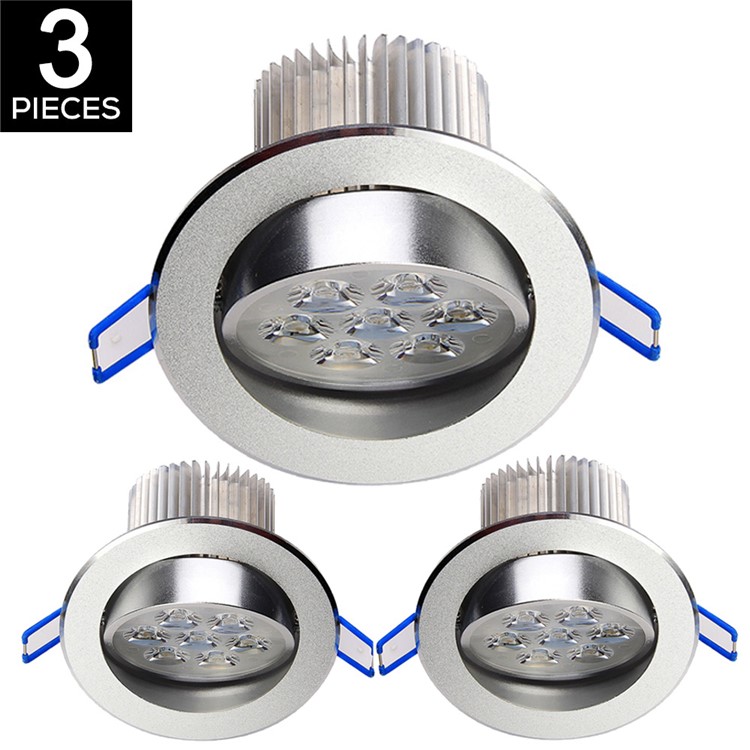 3PCS YK4455 Cold White 7W LED Downlight Ceiling Lamps AC100-240V - Cool White-5