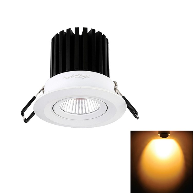 1Pcs YK4428 7W COB 650LM 3000K Warm White LED Recessed Ceiling Light AC 100-240V-1