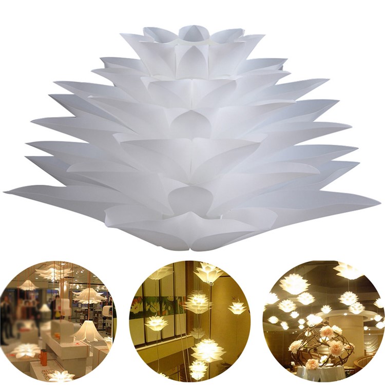 YK2224 Lotus Shaped Chandelier Ceiling Pendant Lampshade (Light Lamp not included) - White-1