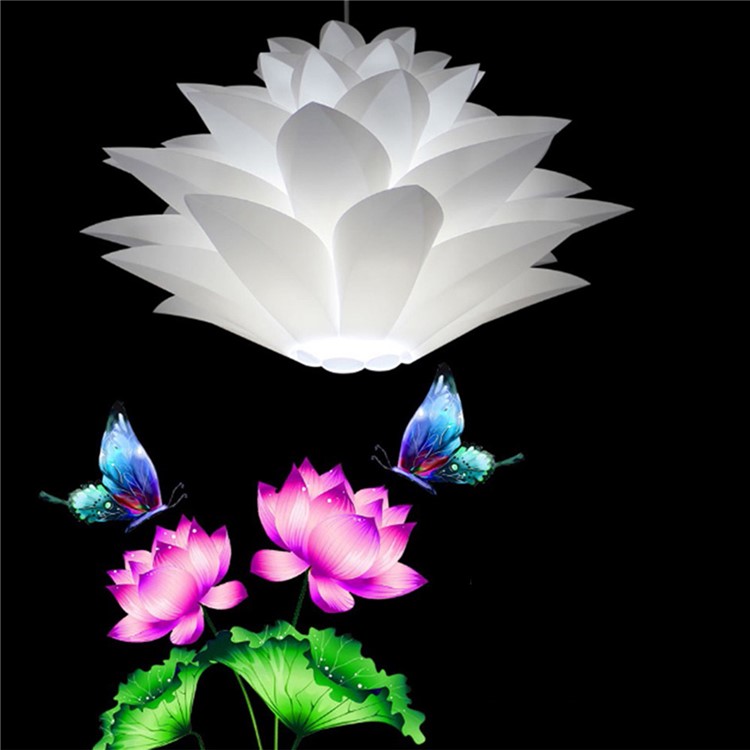 YK2224 Lotus Shaped Chandelier Ceiling Pendant Lampshade (Light Lamp not included) - White-5