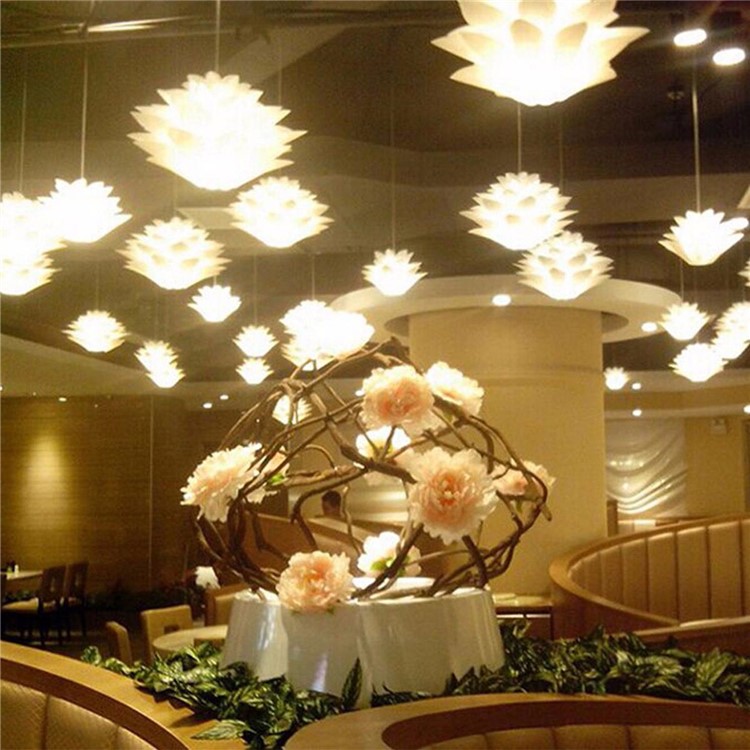 YK2224 Lotus Shaped Chandelier Ceiling Pendant Lampshade (Light Lamp not included) - White-8
