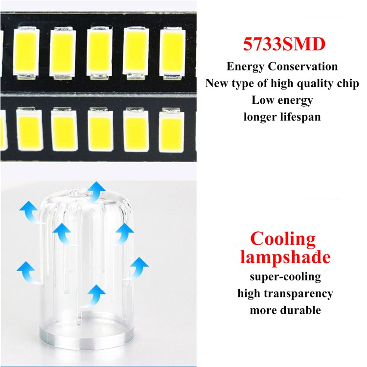 15W E27 SMD 5733 138-LED Dimmable Corn Light with Cover - Cool White-7