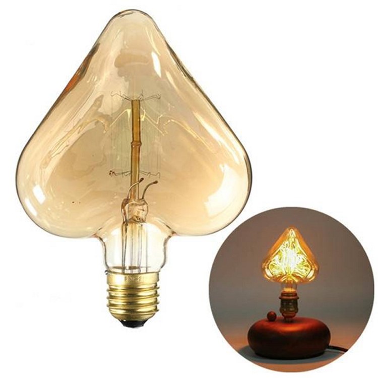 YouOKLight YK0848 E27 40W Heart-shape Tungsten Light Bulb - Warm White-1