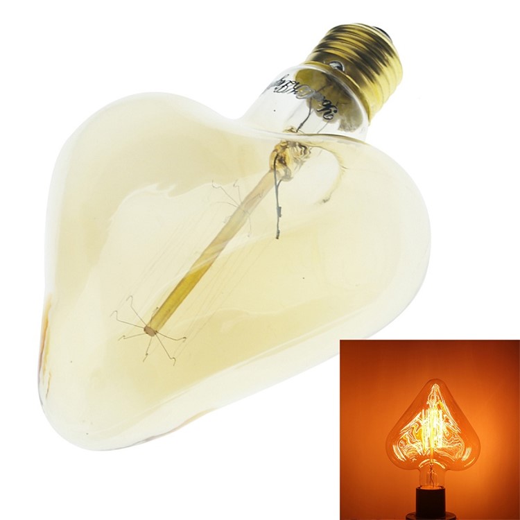 YouOKLight YK0848 E27 40W Heart-shape Tungsten Light Bulb - Warm White-6