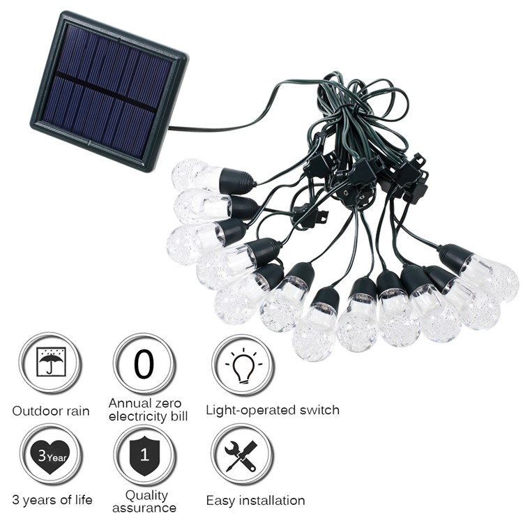 12-LED-Kugeln Solar String Licht Wasserdicht Terrasse String Licht Im Freien Hochzeit Party Weihnachten Licht-3