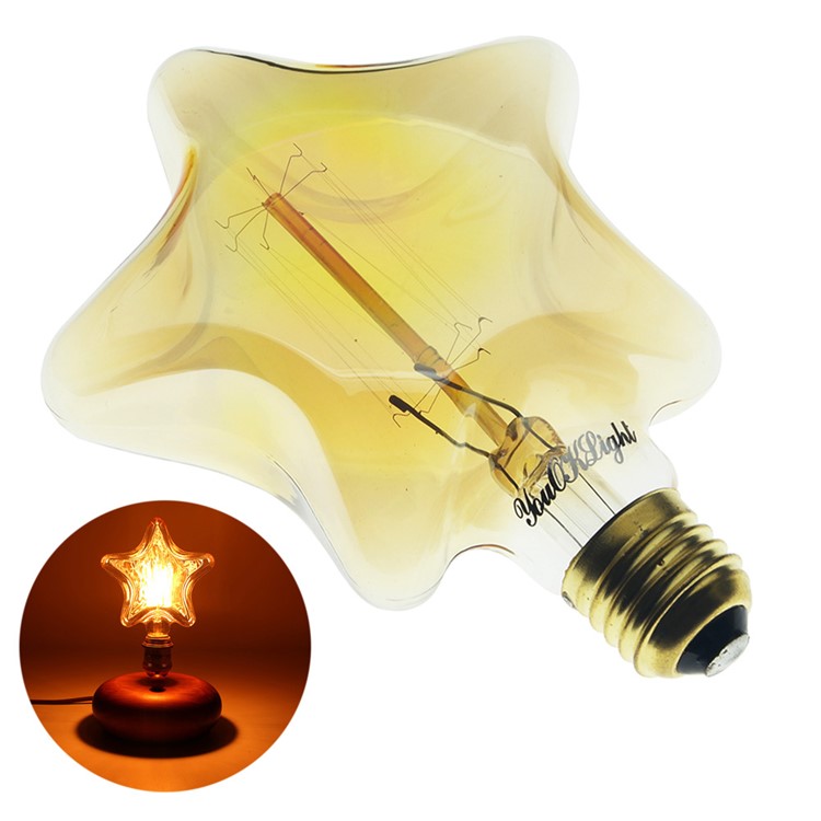 YK0849 E27 40W Warm White Christmas Lights Indoor Vintage Star Shape Decorative Light Bulb for Home AC 220-240V-1