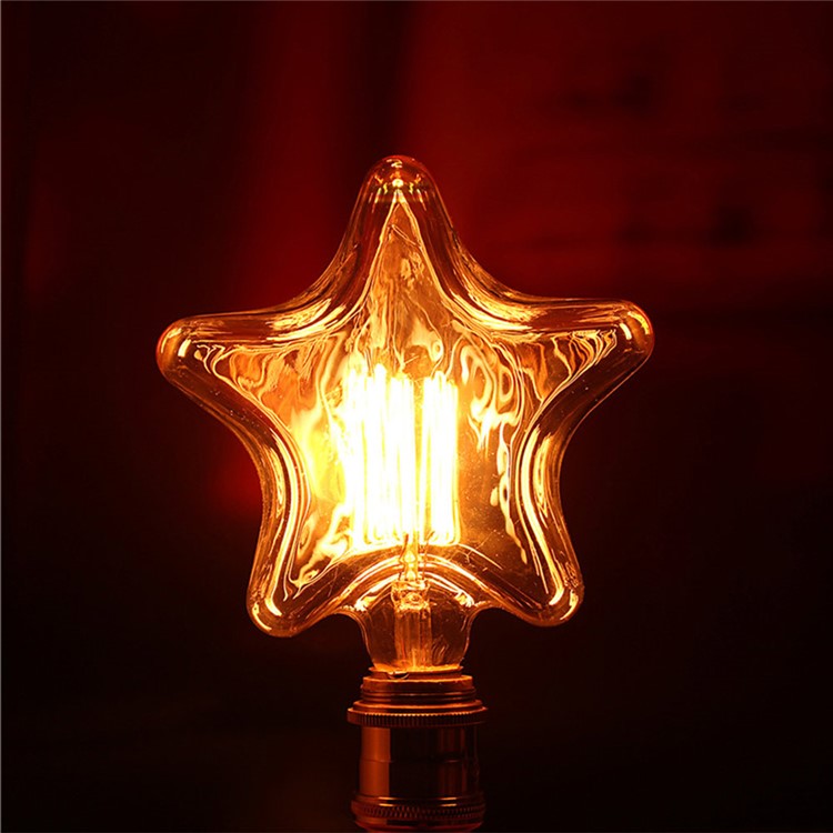 YK0849 E27 40W Warm White Christmas Lights Indoor Vintage Star Shape Decorative Light Bulb for Home AC 220-240V-6