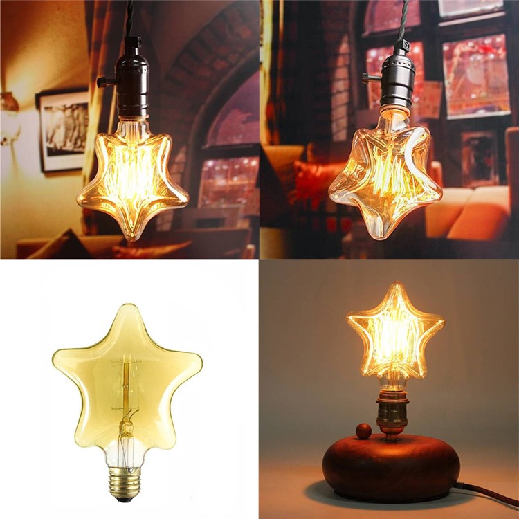 YK0849 E27 40W Warm White Christmas Lights Indoor Vintage Star Shape Decorative Light Bulb for Home AC 220-240V-7