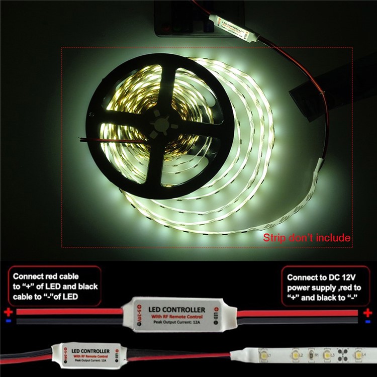 YouOKLight Mini RF 433.92MHz Single Color LED Strip Dimmer Controller Set-8