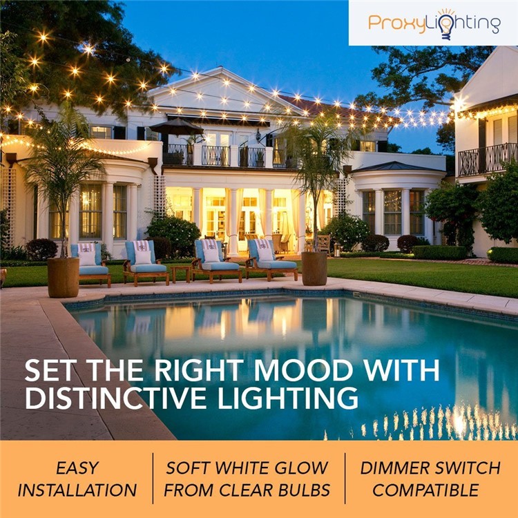 48 Foot Waterproof Outdoor String 15 Hanging Sockets (Bulbs Not Included) - EU Plug-10