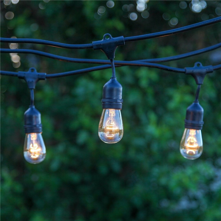 48 Foot Waterproof Outdoor String 15 Hanging Sockets (Bulbs Not Included) - EU Plug-11