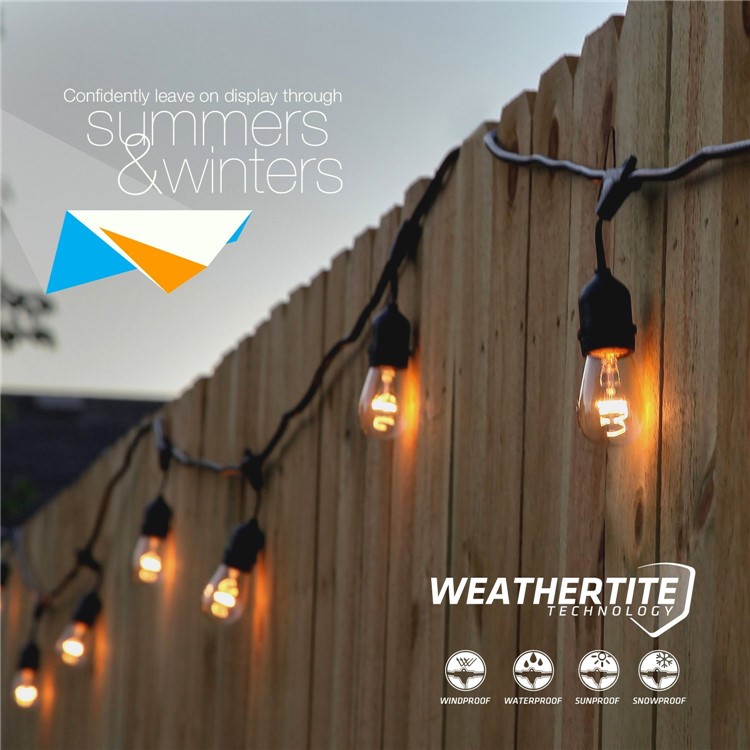 48 Foot Waterproof Outdoor String 15 Hanging Sockets (Bulbs Not Included) - EU Plug-8