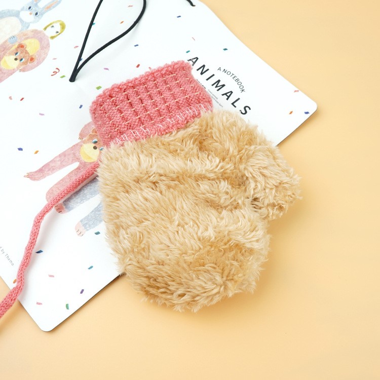 Winter Warm Cartoon Figure Knitted Gloves Hanging Neck Full Finger Gloves for 1-3 Year Olds Kids-11