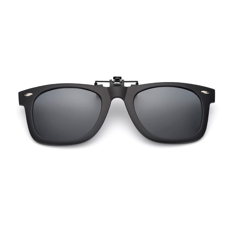 Fashionable Polarized Clip-on Flip Up Rubber Clip Sunglasses Lens - Black-1