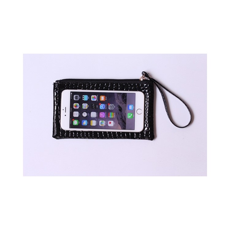 The New Korean Style Leather Crocodile Texture Handbag of 2017 Purse - Black-5