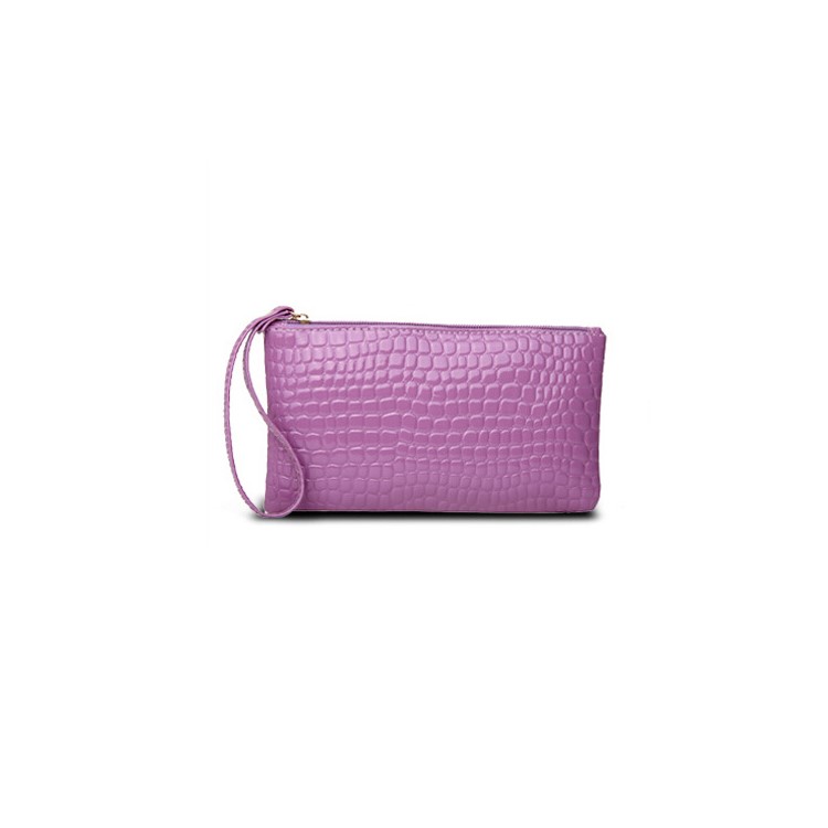 Crocodile Texture Purse The New Korean Style Leather Handbag of 2017 - Purple-1