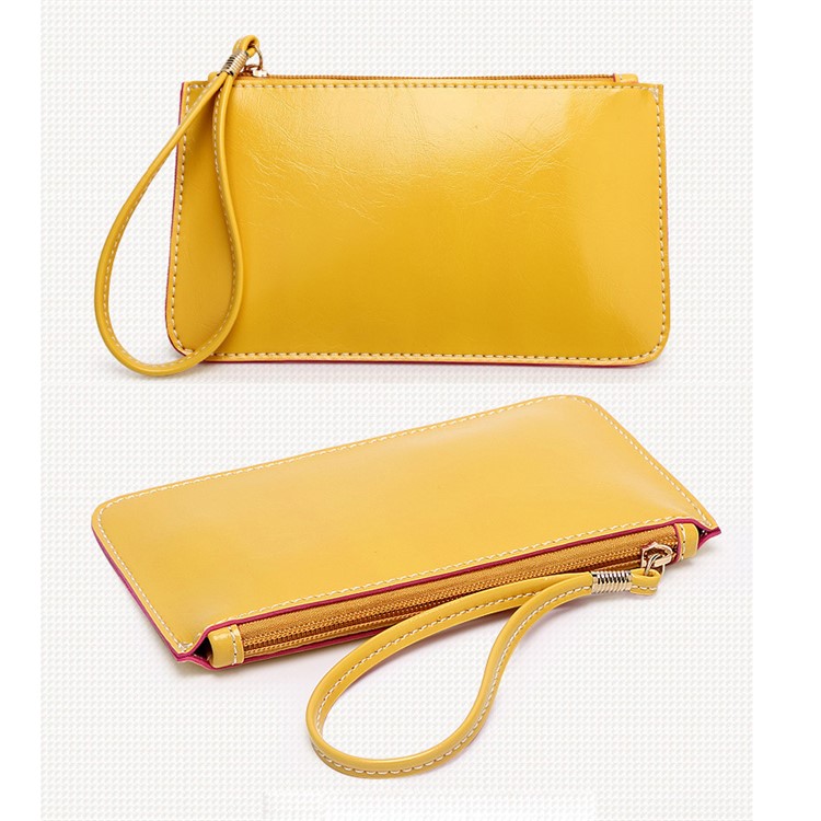 New Style Crazy Horse Grain Oil Buffed Leather Handbag Purse - Yellow-6