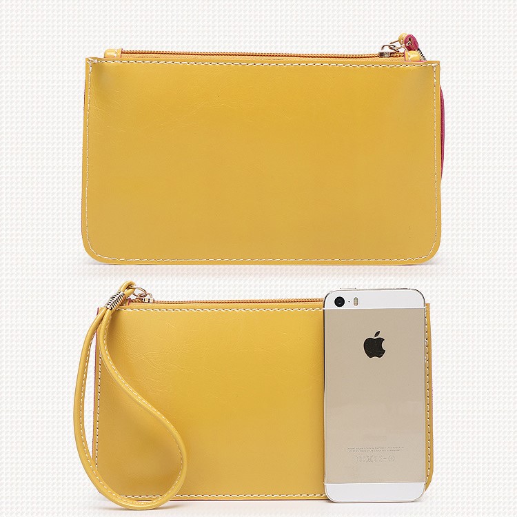 New Style Crazy Horse Grain Oil Buffed Leather Handbag Purse - Yellow-8