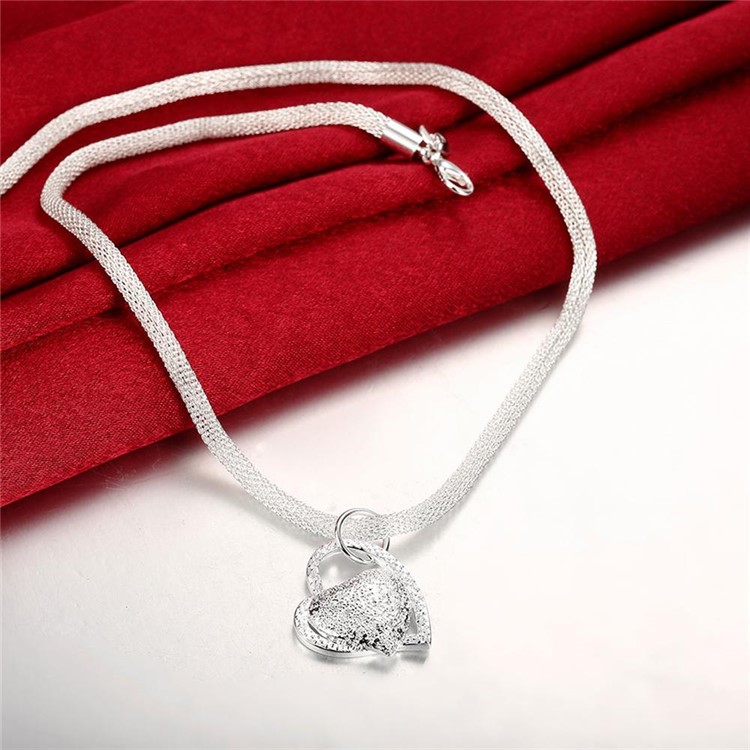 N270 Trendy Heart Silver Plated Necklace Chain Pendant for Girl Lady Women-4