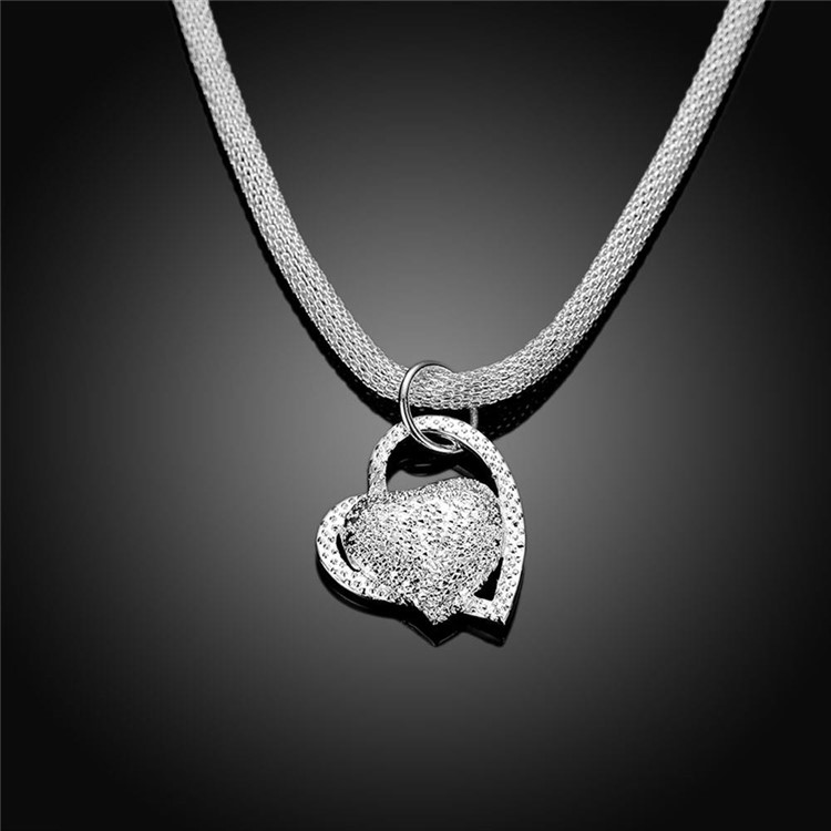 N270 Trendy Heart Silver Plated Necklace Chain Pendant for Girl Lady Women-5