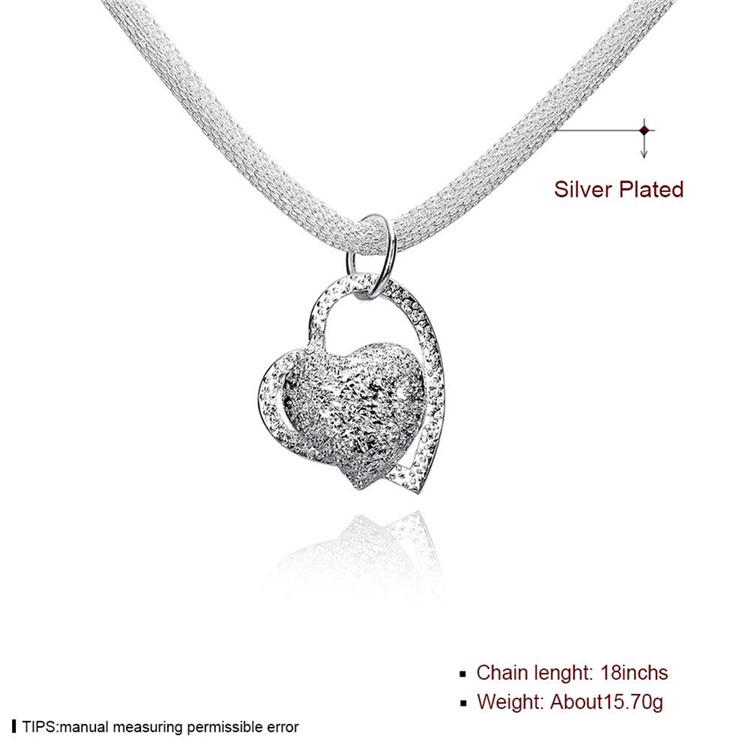 N270 Trendy Heart Silver Plated Necklace Chain Pendant for Girl Lady Women-6