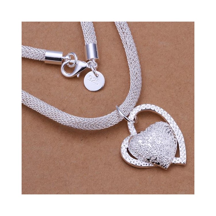 N270 Trendy Heart Silver Plated Necklace Chain Pendant for Girl Lady Women-8
