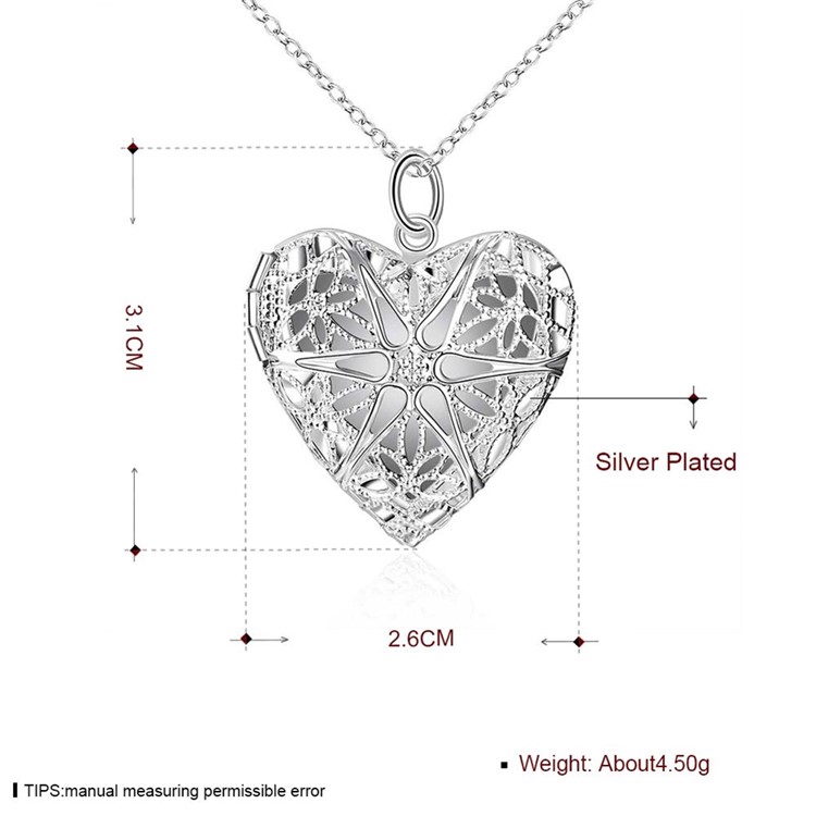 P185 Fashion Silver Plated Love Heart Shaped Photo Locket Frame Pendant-6